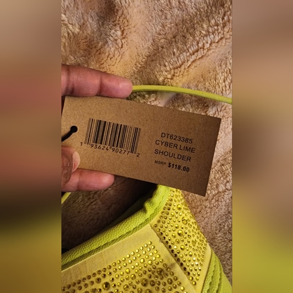 Cyber Lime Shoulder Steve Madden Bedazzled Purse - Picture 5 of 11